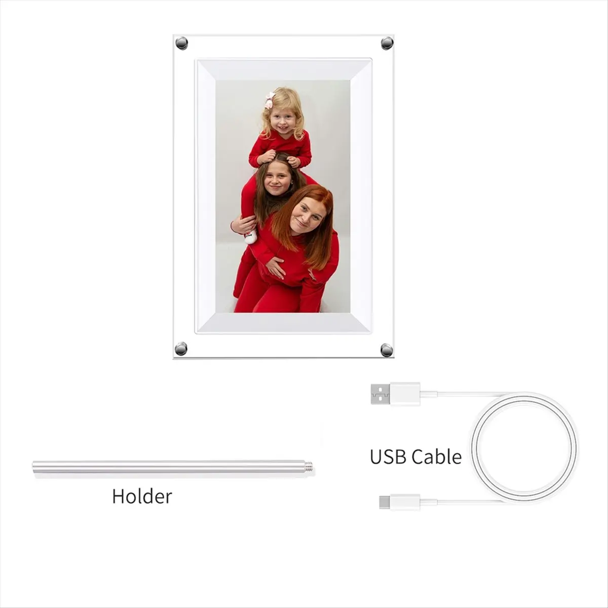 AABFK New 7-Inch Transparent Acrylic Digital Photo Frame Video Picture Music Player Electronic Photo Frame WIFI 8G