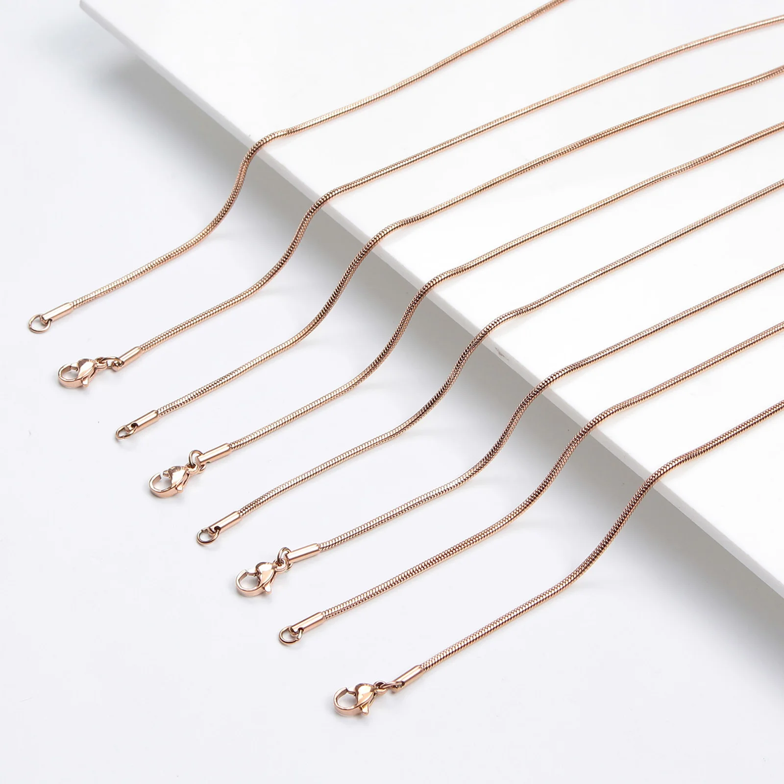 Classic Rose Gold Link Chain Necklace For Women Jewelry New Stainless Steel Snake Chain Necklace 45-60cm High Quality Necklace