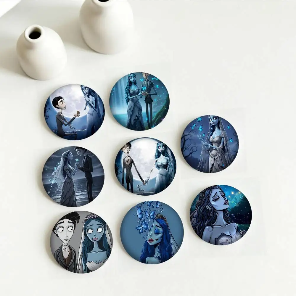 

C-Cartoon Corpse Bride 25 32 44 58 75mm Badges Personalized Round Brooches Pins Accessory Gift