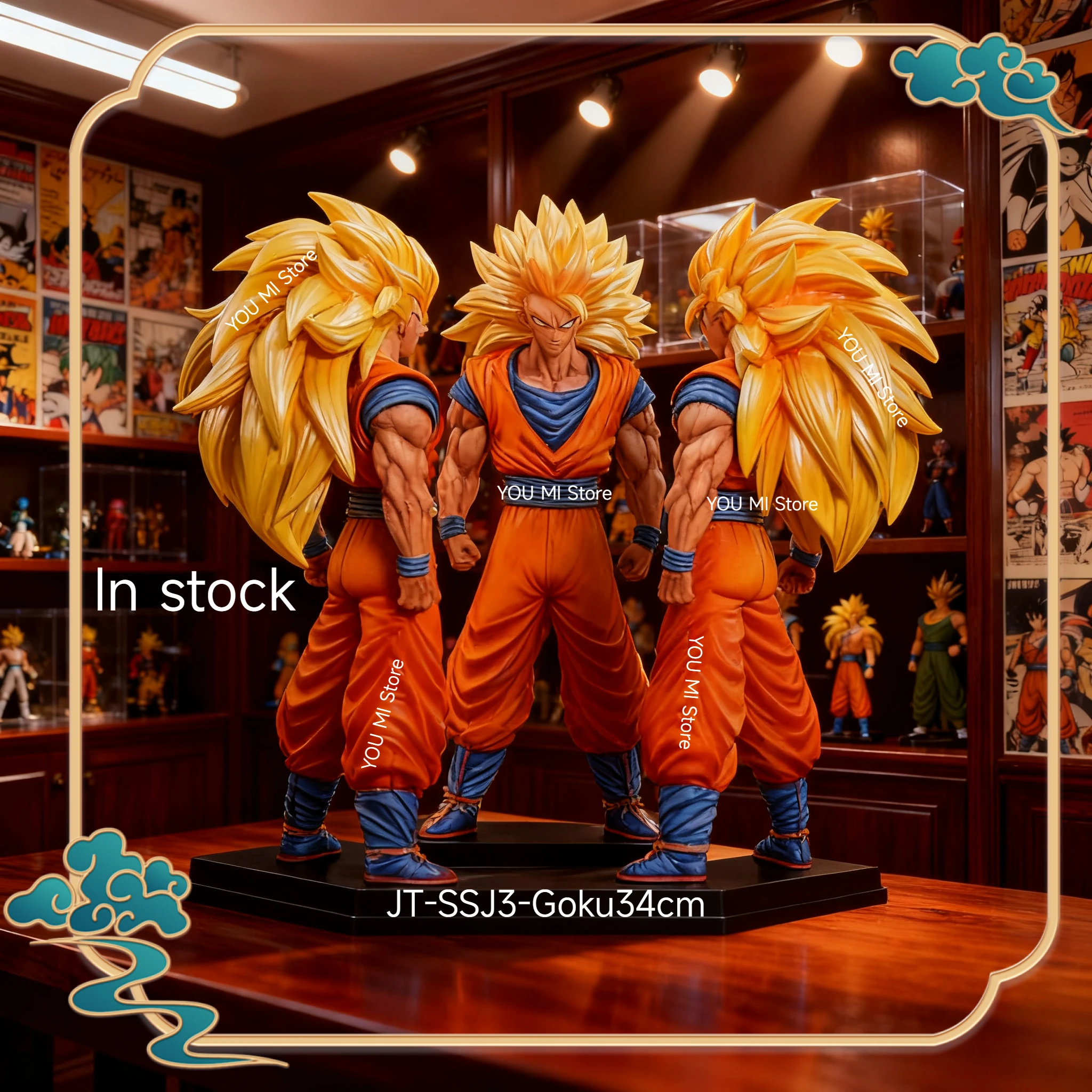 

Статуя Dragon Ball Goku SSJ3 34 см, коллекция JT, декор из ПВХ для стола, подарок на день рождения, игрушка, Super Saiyan 3, аниме-фигурка, модель