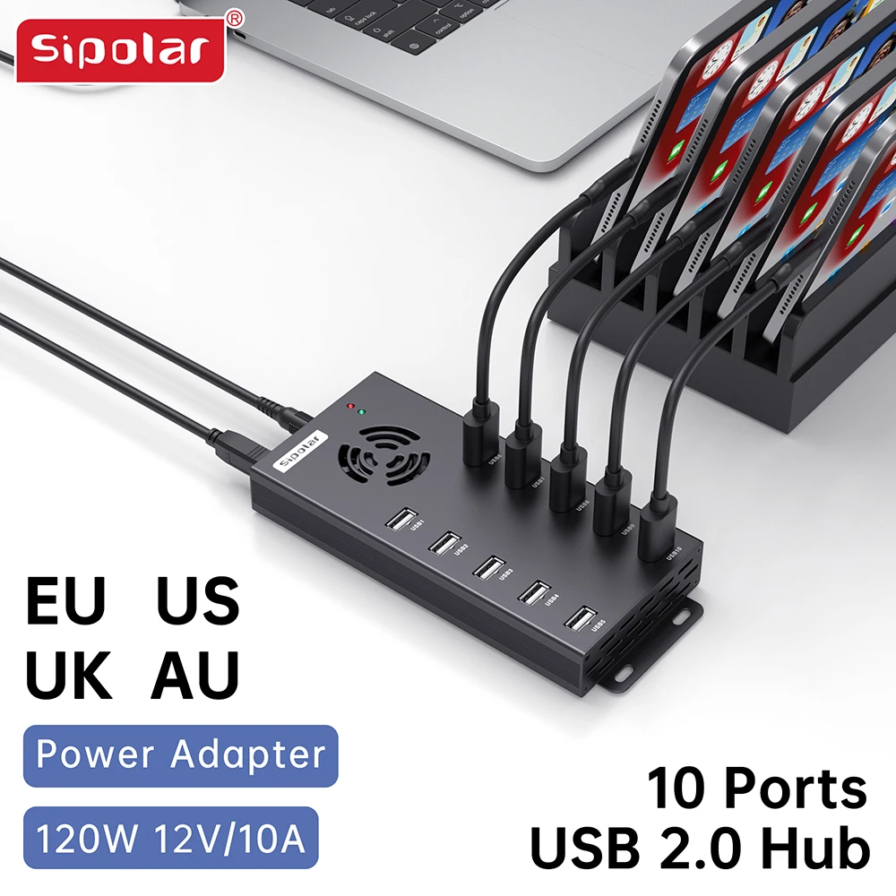 

Sipolar 20-портовый концентратор USB2.0, адаптер питания 110 Вт, зарядный концентратор для телефона/планшета, периферийное расширение ноутбука, USB-разветвитель промышленного класса