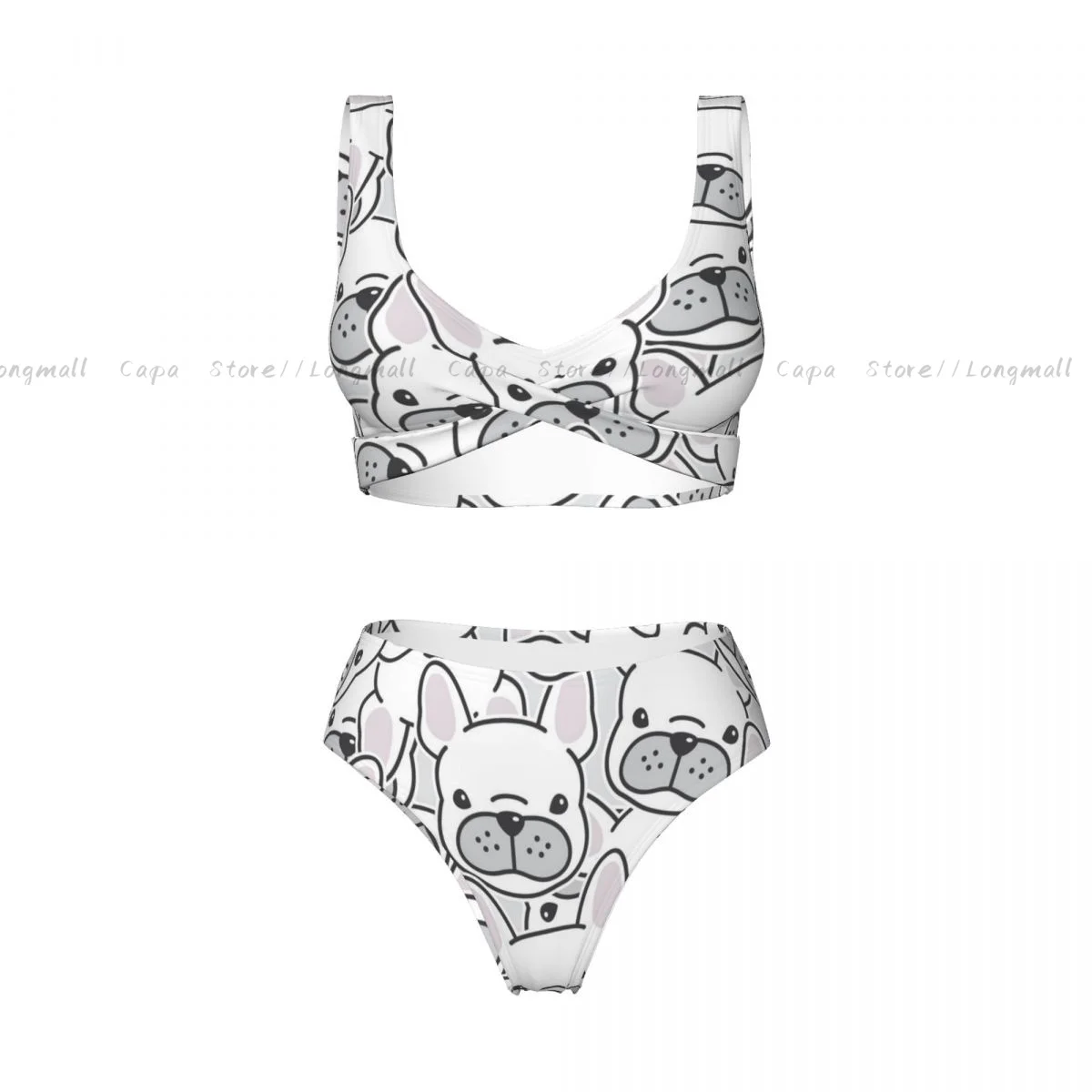 Sexy Bikini Set Französisch Bulldogge Welpen Gesicht Hund Kopf Muster Bademode Frauen Zwei Stücke Badeanzug Bademode Weibliche Badeanzüge