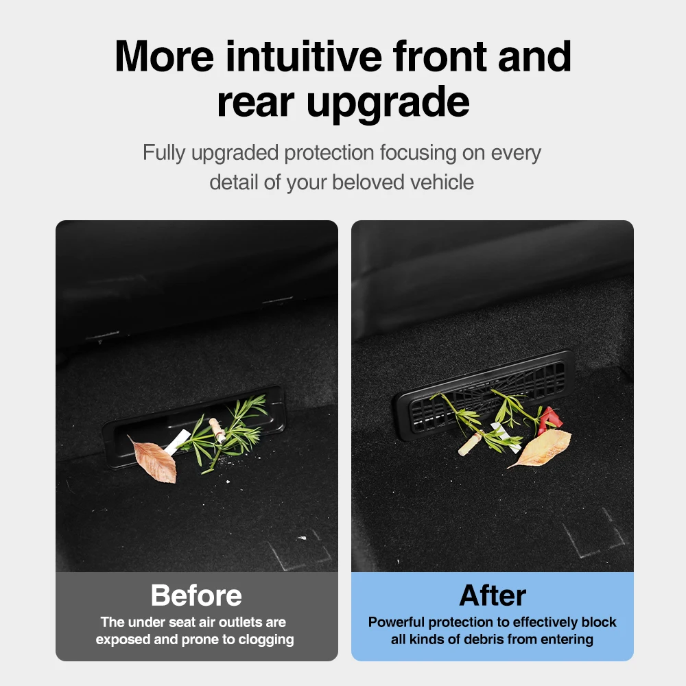 Heenvn For Tesla Model Y Juniper/Launch 2025 2026 Car Under Seat Air Outlet Protective Cover ABS Anti-blocking Air Vent Grille
