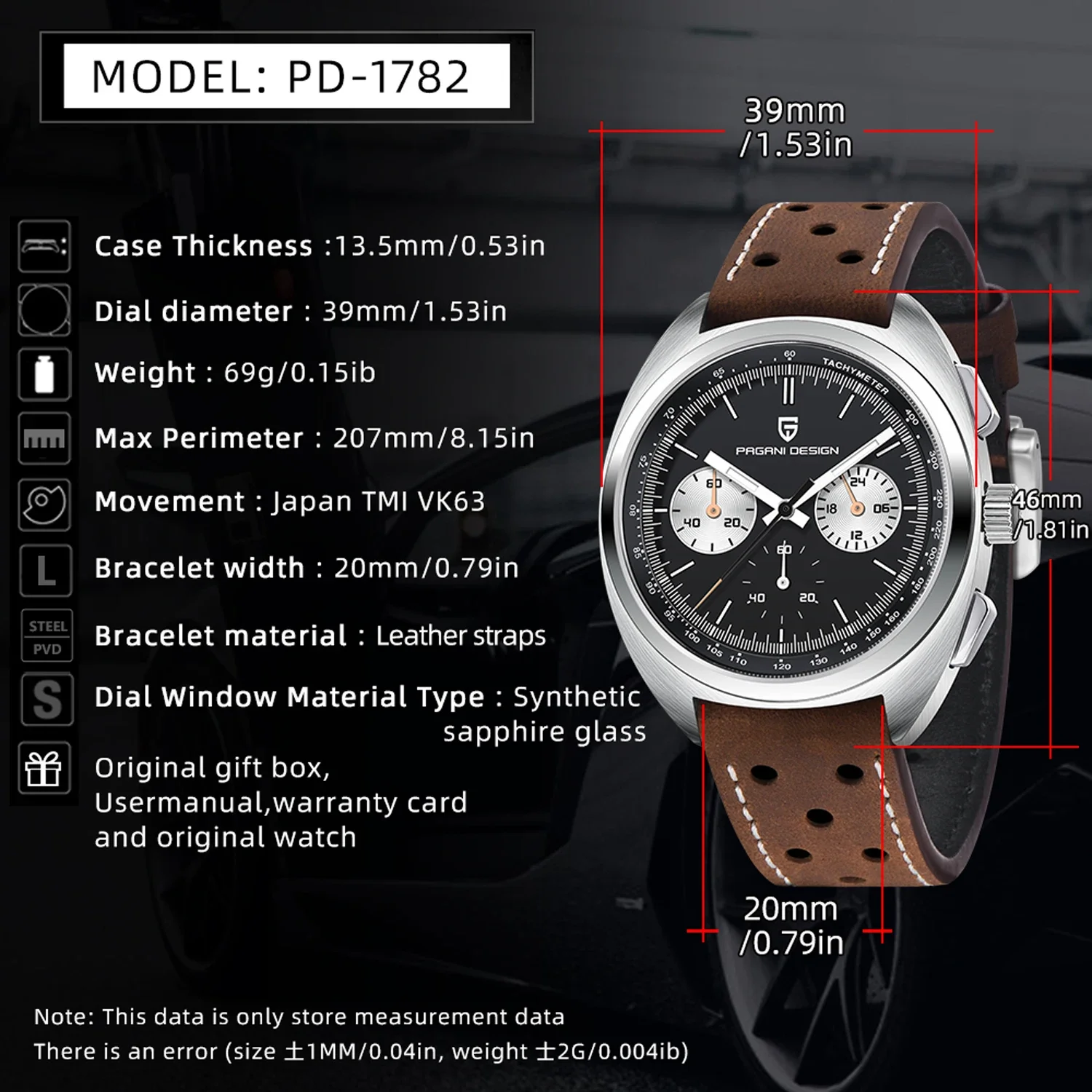 Imagem -06 - Pagani Design-relógio Cronógrafo Retro Masculino ar Sapphire Quartz Relógio de Pulso Couro Sports Gift Relógio Novo 2023