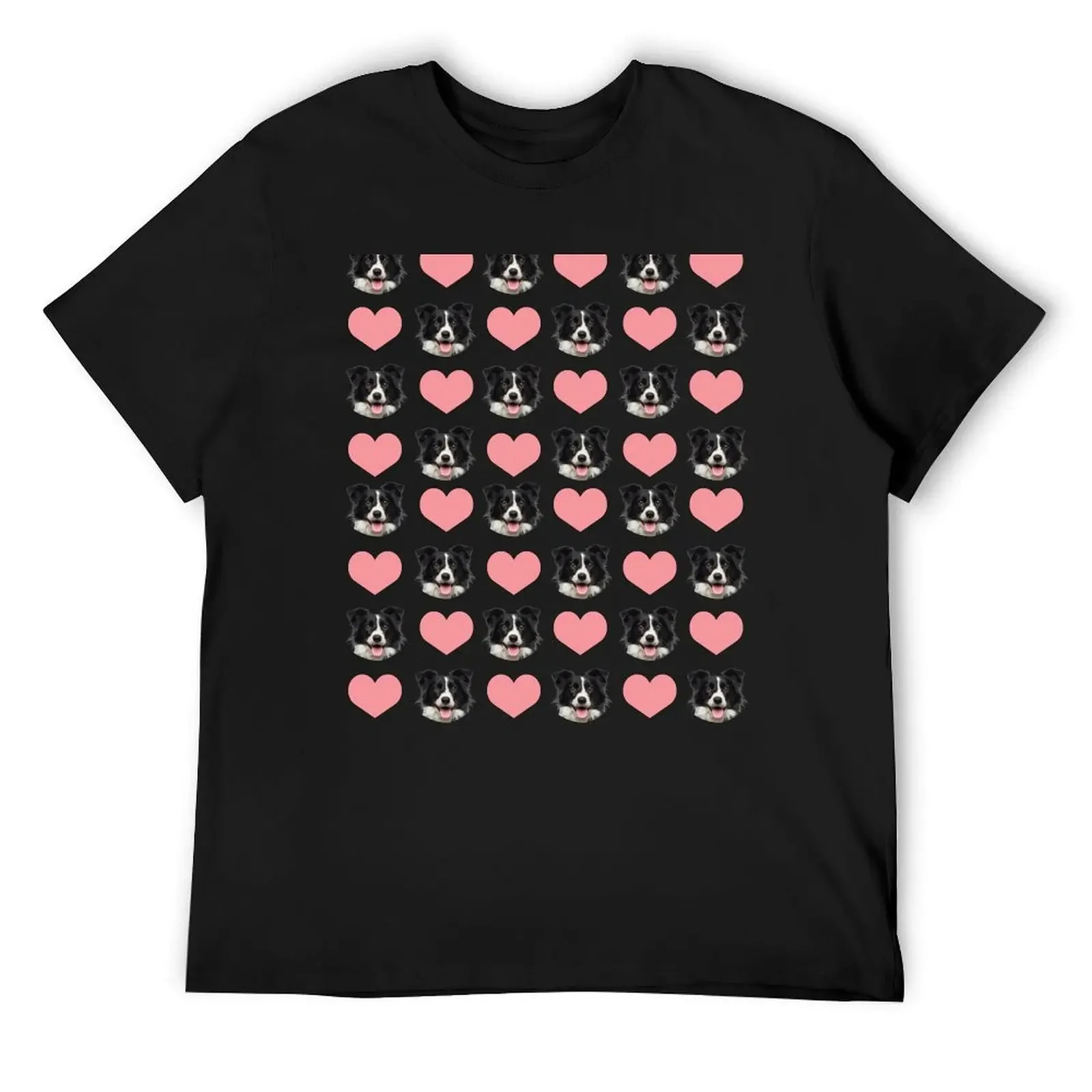 

cute border collie dog face heart pattern funny border collie valentines day gift T-Shirt Blouse Men's t-shirts