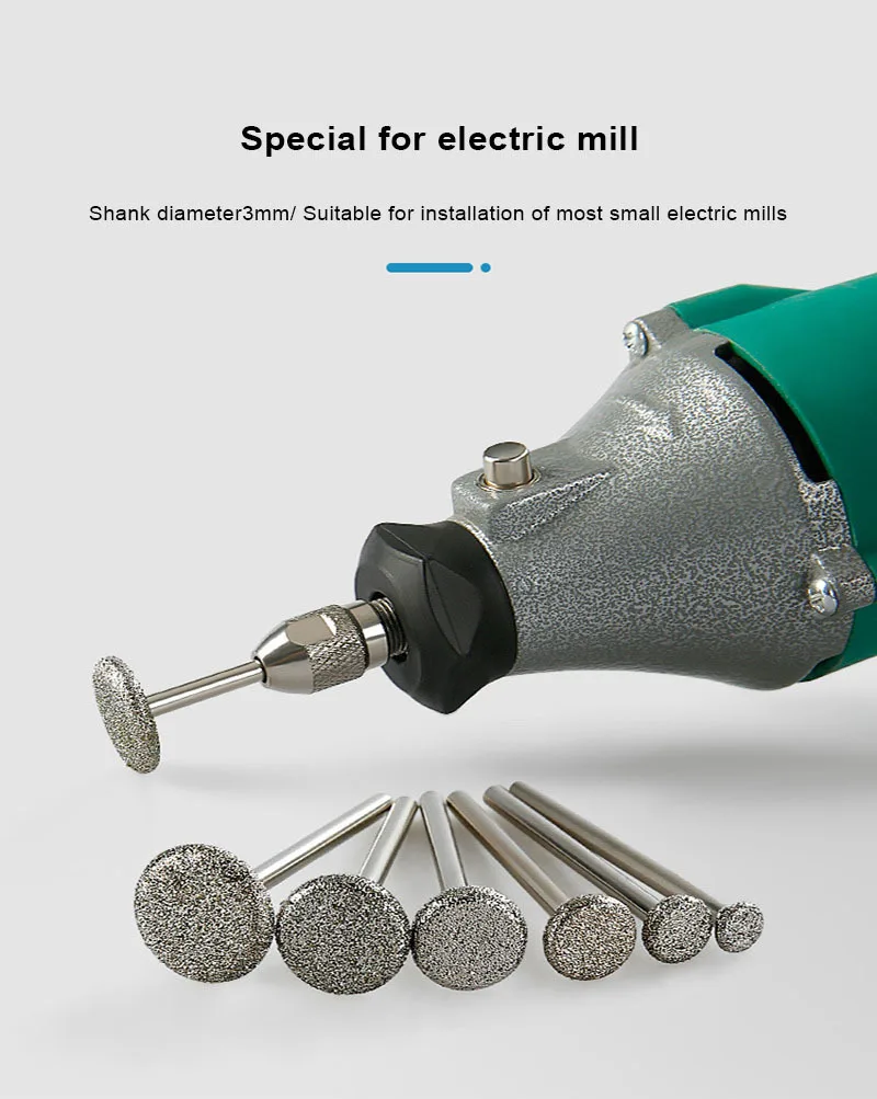 6 Stück Dremel Zubehör Schleifköpfe Fräser 3mm Schaft Jade Stein Schnitz- Polier- und Gravierwerkzeuge – Detail 4