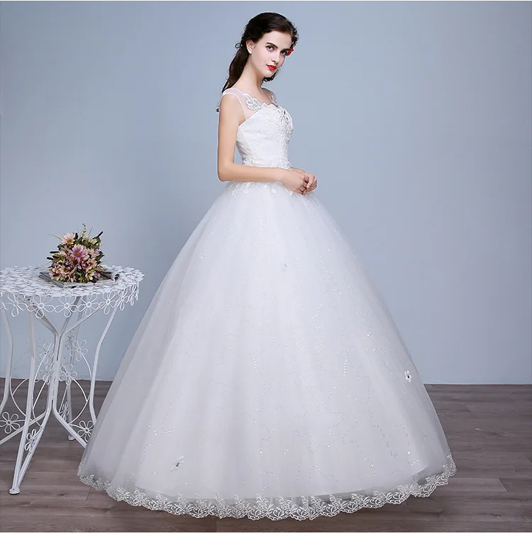 Robes De mariée pour femmes à lacets robe De bal longueur au sol robe De soirée en dentelle robe De mariée blanche une ligne robes De Novia