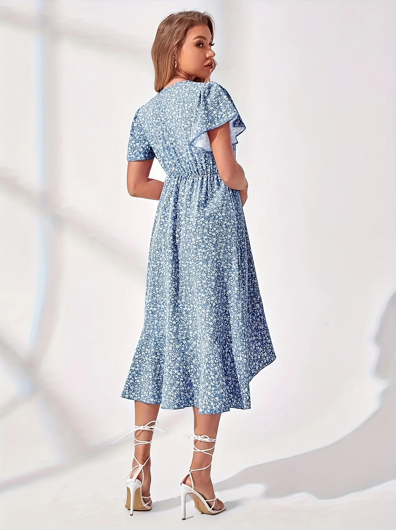 Blauwe oversized geweven damesjurk casual bohemien maxi zomer a-lijn lange volledige lengte kleding blauw