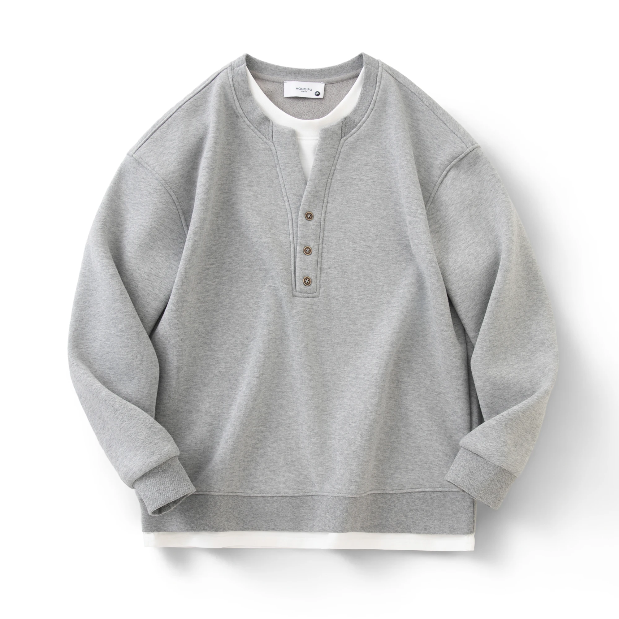 سترة Thiened Fce Retro Henry Collar الشتوية للرجال مكونة من قطعتين مستديرة Ne اللون غير رسمية سترة دافئة ومريحة... #5