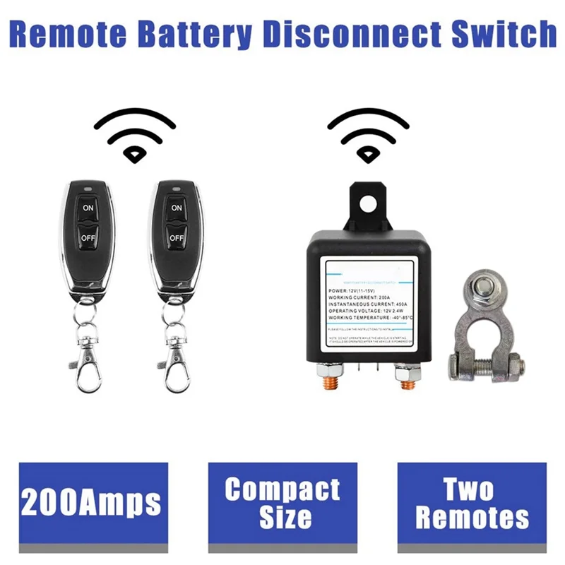 12V 200A Universal Battery Switch Relay Integrated Wireless Remote Control Disconnect Cut Off Isolator Switch 2