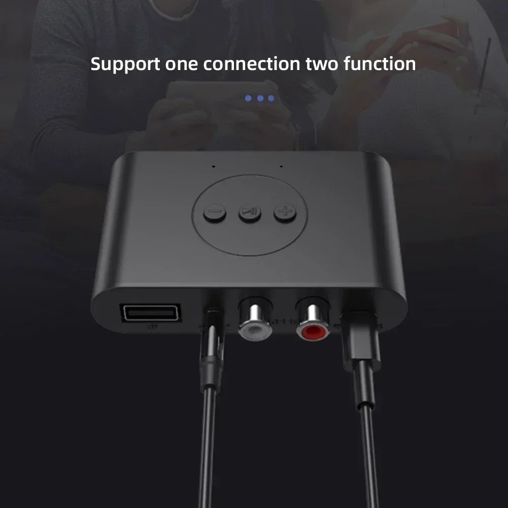 Receptor de áudio do carro 3.5mm aux jack u disco nfc rca música estéreo adaptador sem fio bluetooth 5.2 com microfone para kit carro alto-falante