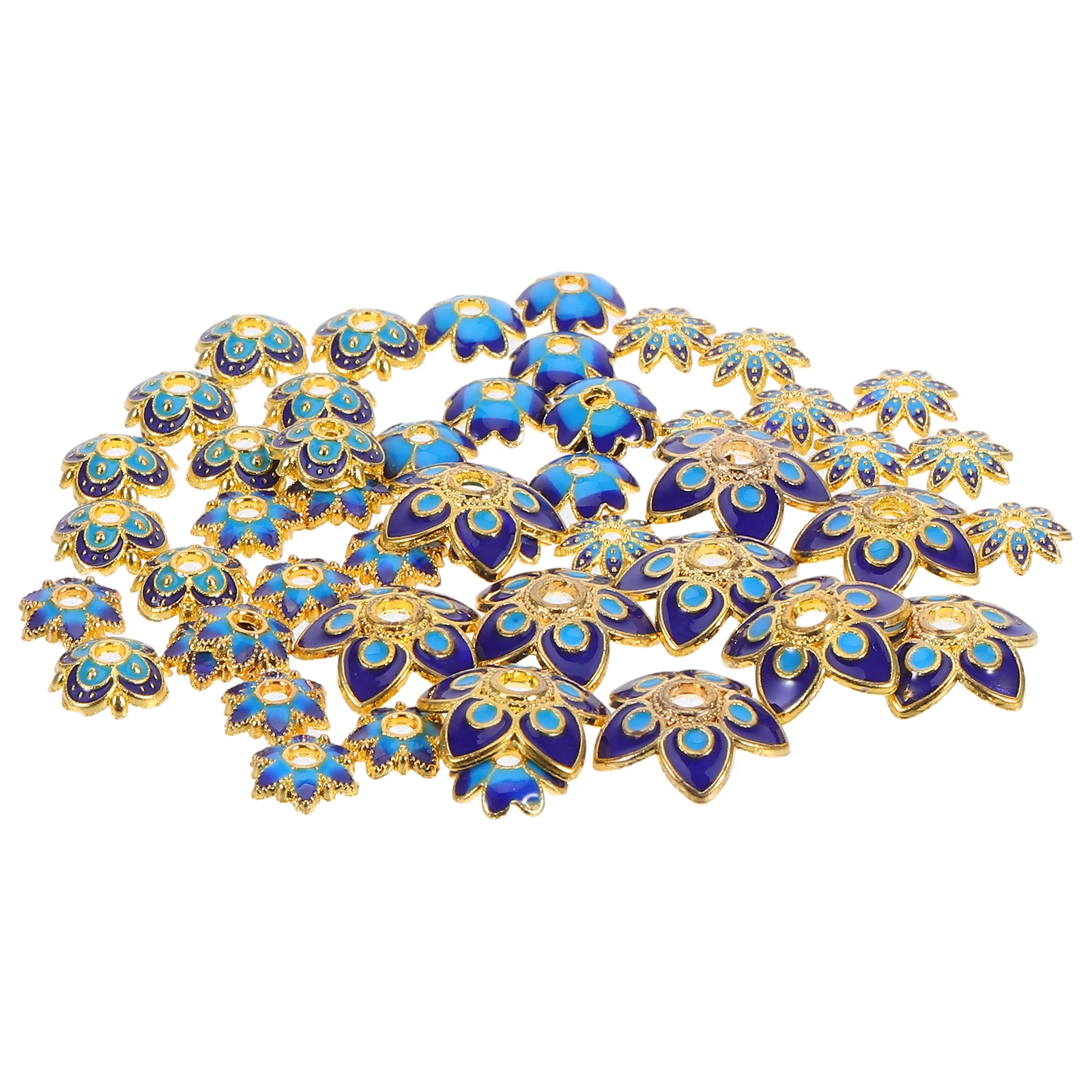 

50 Pcs Beads Gold-plated Flower Holder Metal Cap Loose Caps Petal End Toppers Spacer for Earring
