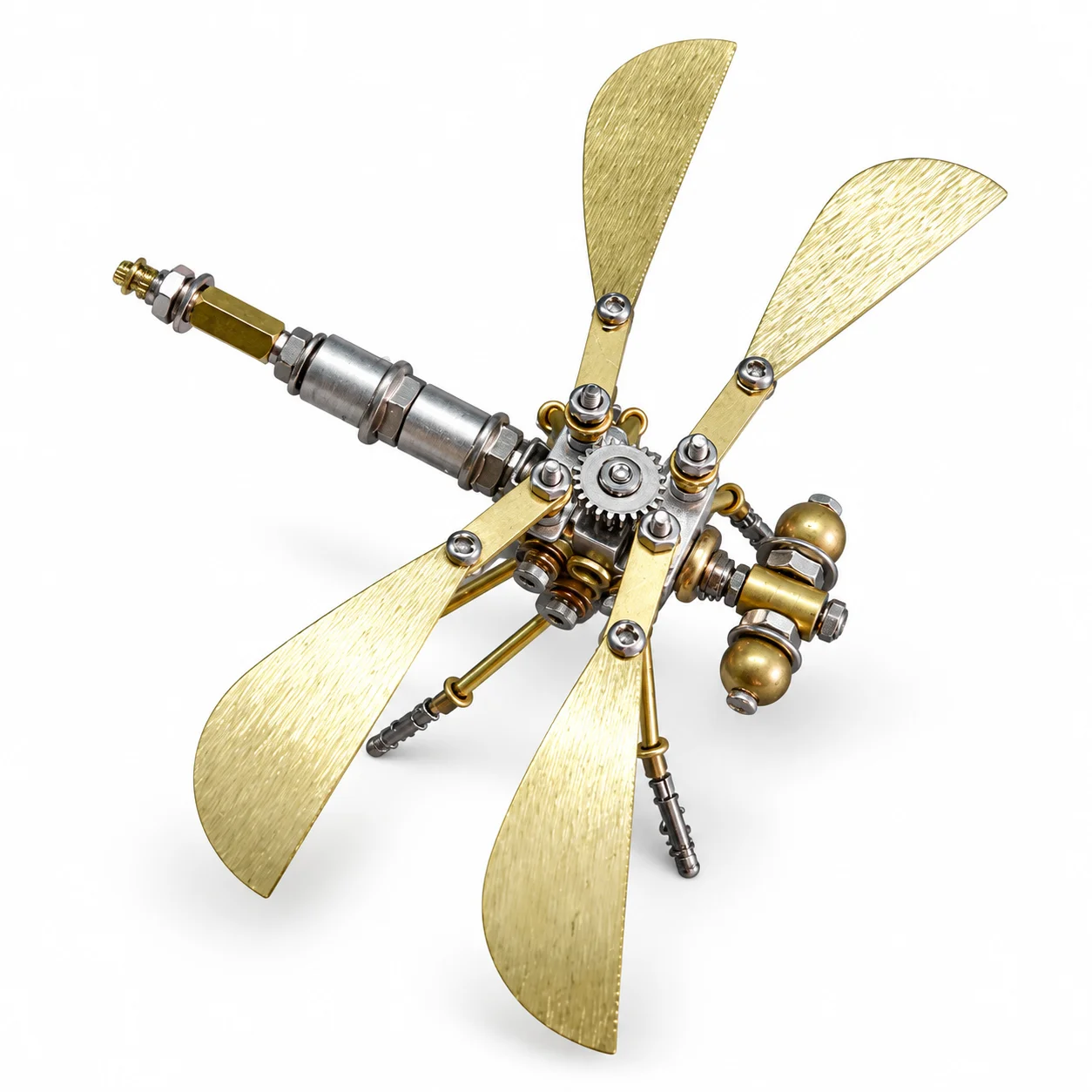 DIY 3D Metal Dragonfly Model Kit Steampunk Mechanical Insect Puzzle Gear Wing Assembly Toy Desktop Ornament Collectible Gift