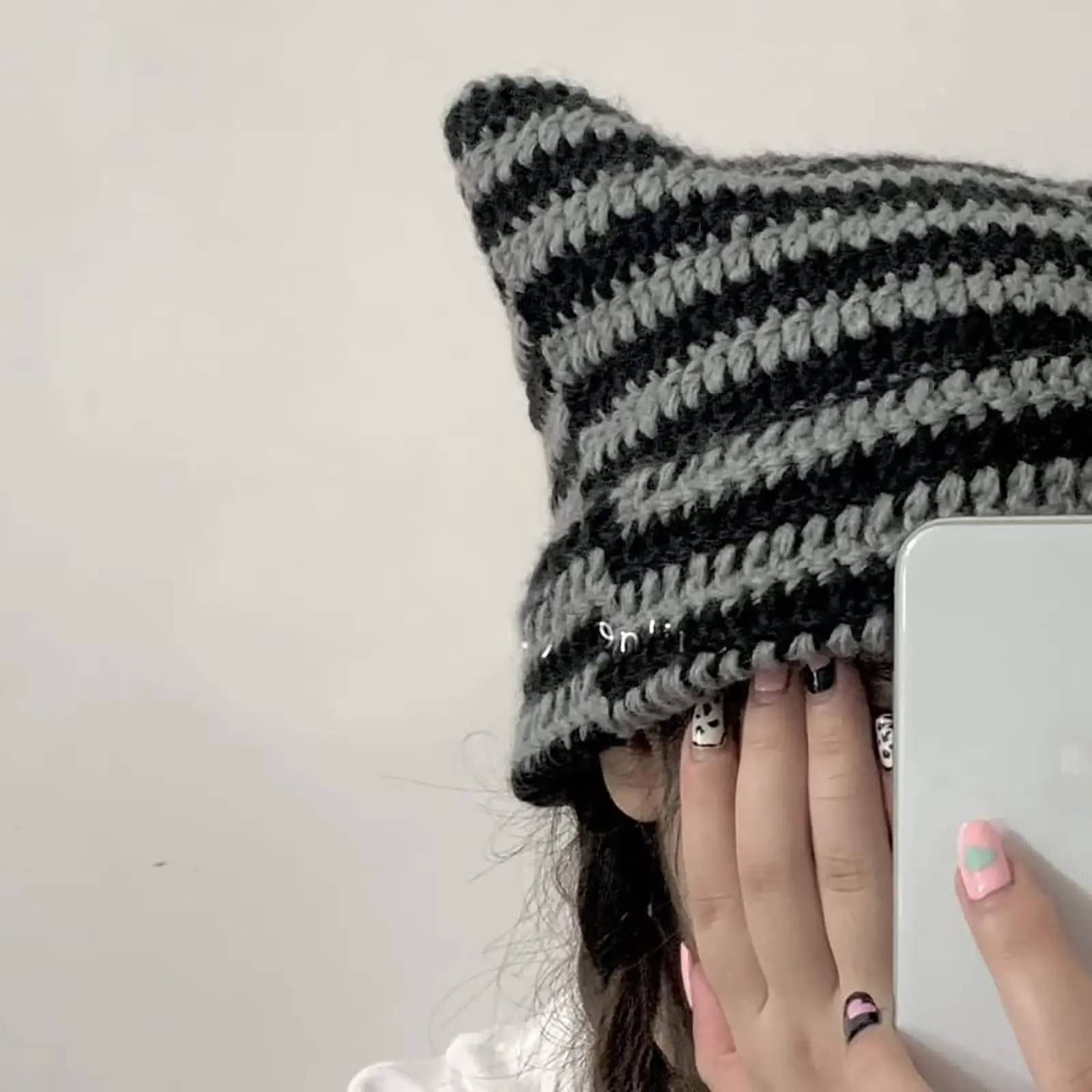 Gorro de gato para mujer, gorros de ganchillo con orejas tejidos, gorro elástico cálido para invierno, disfraz de Cosplay holgado para niños, niñas y adultos