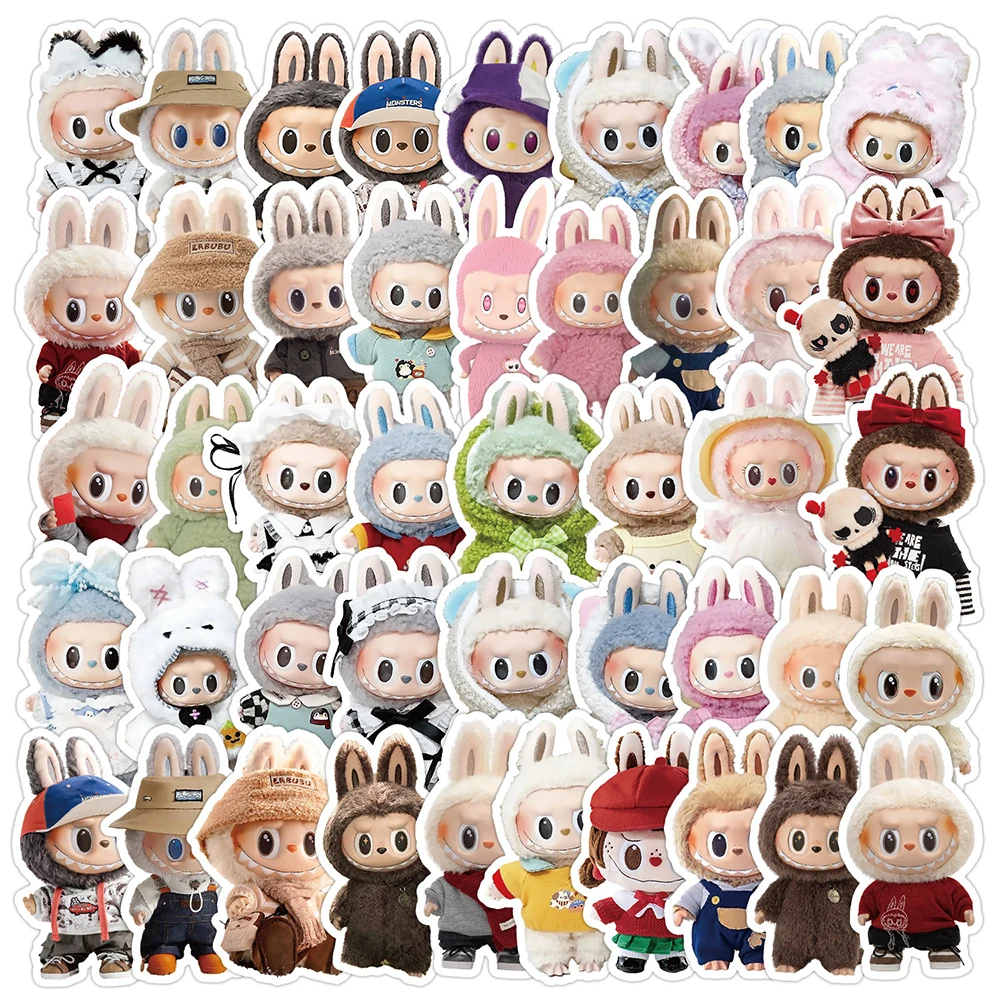 10/30/50pcs Labubu Stickers Cute Cartoon Doll Decals Decoration DIY Phone Case Water Bottle Notebook Graffiti Sticker Kids Toy