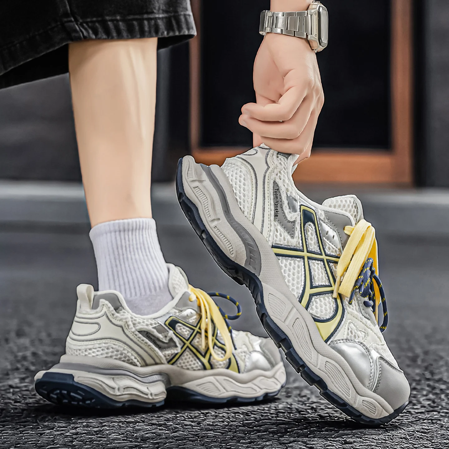 2026 Summer New Arrival Couple Dad Sneakers, Mesh Lace Up Thick Sole Elevated Shoes, Breathable Versatile Casual Sports Footwear