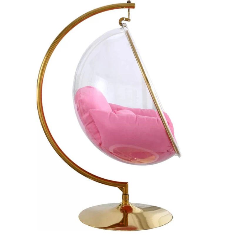 Modern living room chairs transparent acrylic egg chair swing with stand bubble chair gold