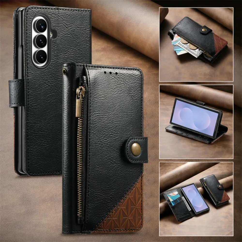 Flip Case For Samsung Galaxy Z Fold 8 Ultra 5G Zipper Leather Wallet Magnet Funda For Galaxy Z Fold8 Ultra Shockproof Cover