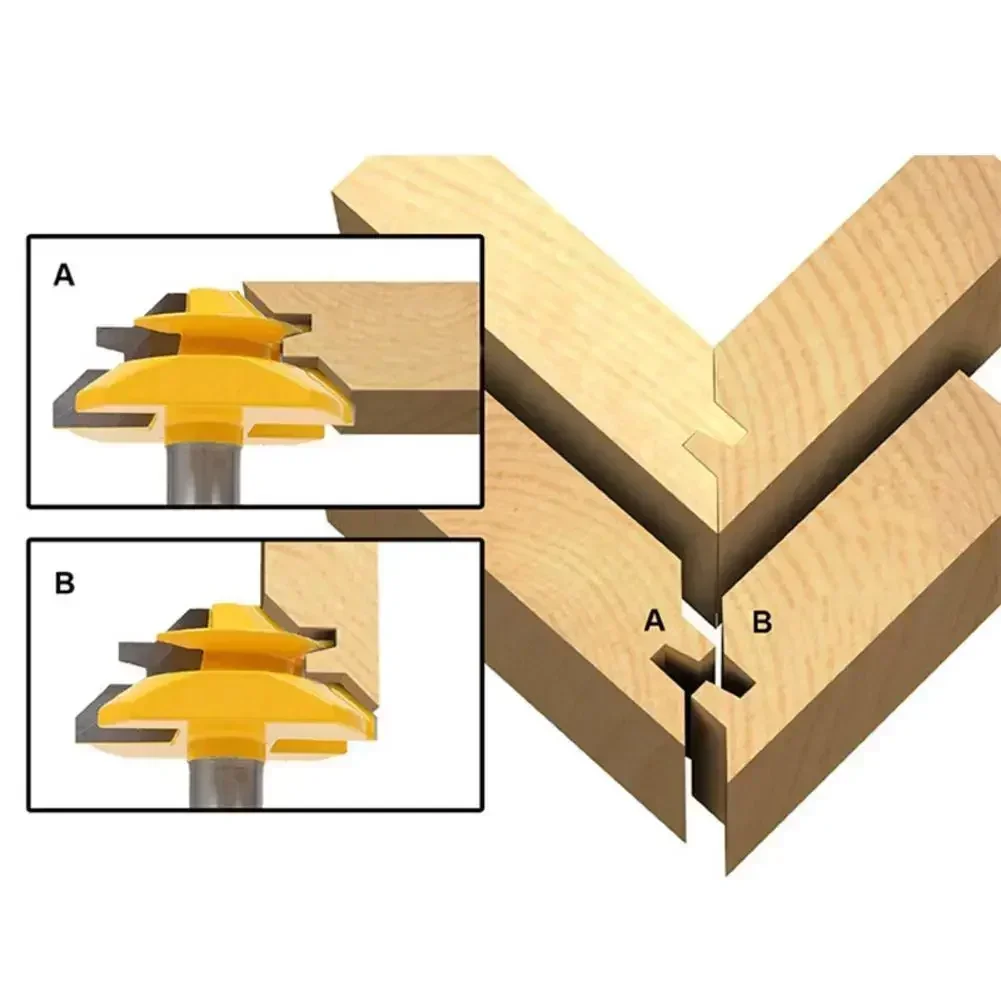 Graus Fresadora Router Bit Conjunto Cortador de Madeira Carbide mm Shank Moinho Carpintaria Aparar em Linha Reta Carving Ferramentas de Corte 45