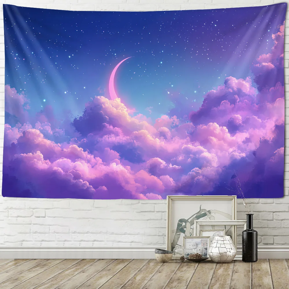 

Pink Cloud Sky Tapestry Wall Hanging Banner Background Living Room Bedroom Party Science Fiction Fantasy Decoration