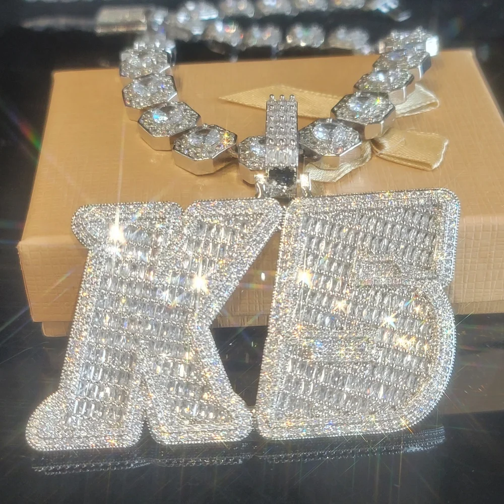 Iced Out Chain Custom Letter Necklace Personalized Number Name Pendant Hip Hop Jewelry Big Diamond Chains Fashion Rapper Gifts