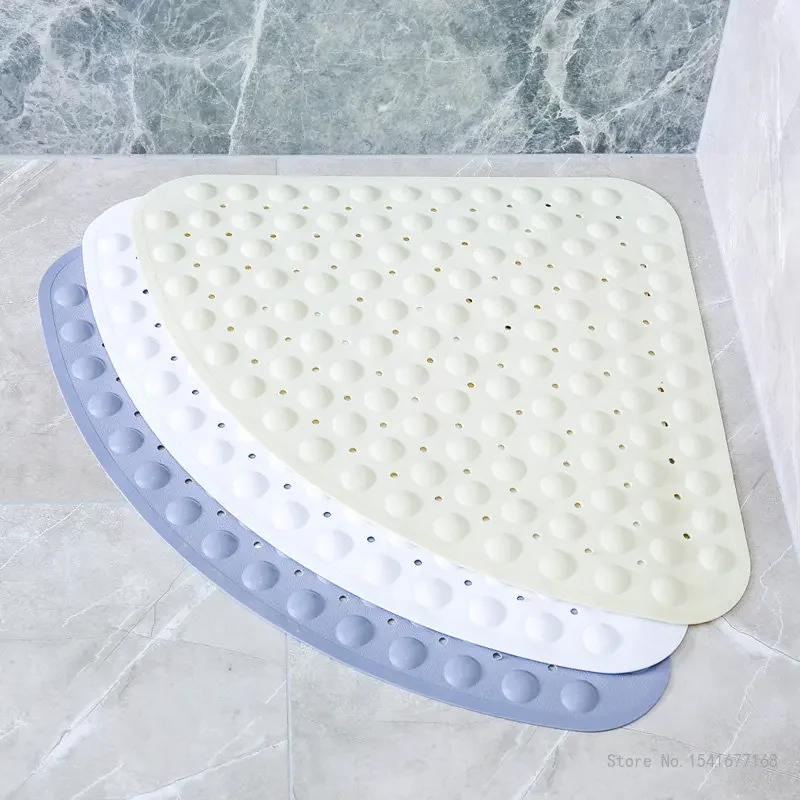 PVC Fan-shaped Triangle Shower Mat, Environmentally Friendly Household Hotel Supplies Bathroom Anti-skid, Foot Pad, 54x54cm, 1Pc