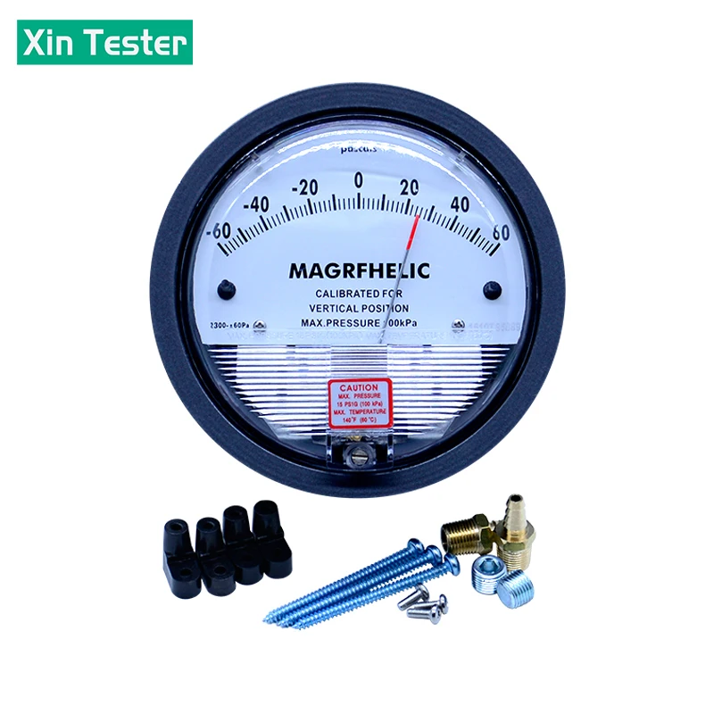 Xin Tester Micro Differential Pressure Gauge Clean Room/Breeding Negative Different Measuring Range -30-30Pa 0-60Pa Available