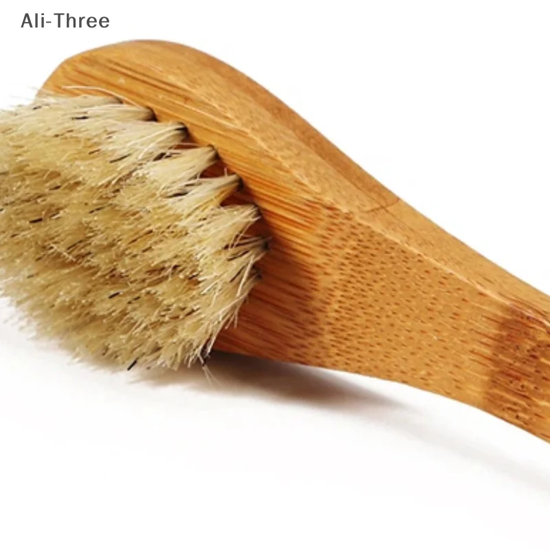 แปรงขัดหน้าขนธรรมชาติ 1 ชิ้น แปรงขัดผิวหน้าไม้ สำหรับผู้หญิงและผู้ชาย ดูแลผิว แปรงนวดตัว เครื่องขัดผิว