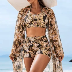New Print 2026 Swimsuits Tankini Sets Female Swimwear Push Up For Beach Wear Three-Piece Bathing Suit Pool Women's Swimming Suit