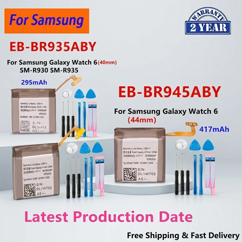 

Сменная батарея для Samsung Watch 6 40 мм 44 мм SM-R930 R935 R940 R945, EB-BR935ABY EB-BR945ABY Li-ion Bateria + инструменты