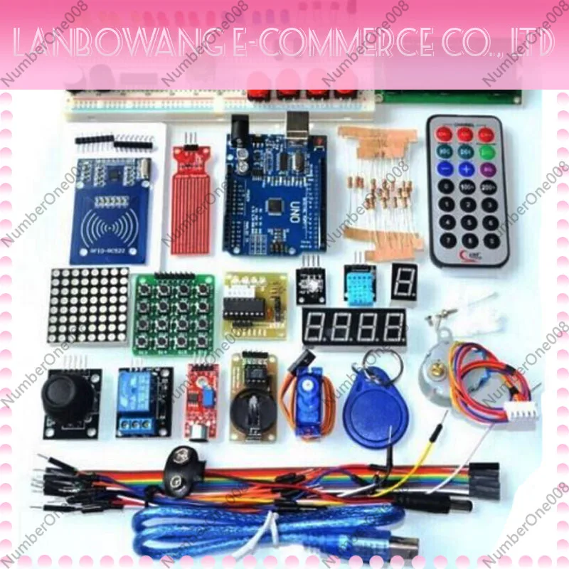 UNO R3 Compatible Learning Kit, RFID Starter Kit with Stepper Motor, Boxed Electronics Programming Set for Arduino