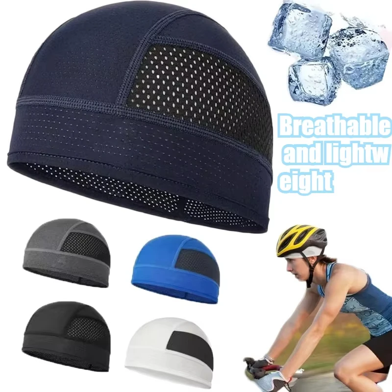 Summer Mesh Thin Vents Beanie Cap Bonnet for Men Sweat Absorbent Skull Cap Under Helmet Moisture Wicking Cycling Cap for Rider
