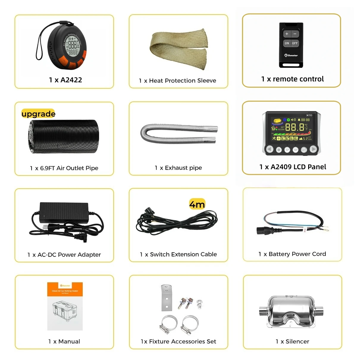 TB10PRO 8KW 12/24/220V diesel luchtverwarmer met app-bediening, CO-alarm en draadloze temperatuurdetectieschakelaarverwarming voor auto RV camper