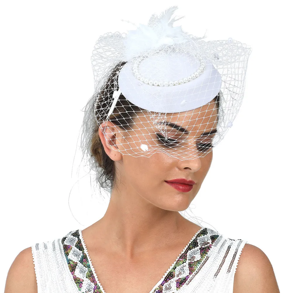 Exquisite Pearl Fascinator Headband Women Wedding Bride Tea Party Banquet Cosplay Photo Shoot Headdress Lightweight Elegant Hair