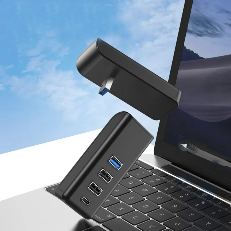 Type C USB3.0 HUB 4 Ports Converter for /Model Y Car Phone Cable Splitter Laptop PC Extend Adapter