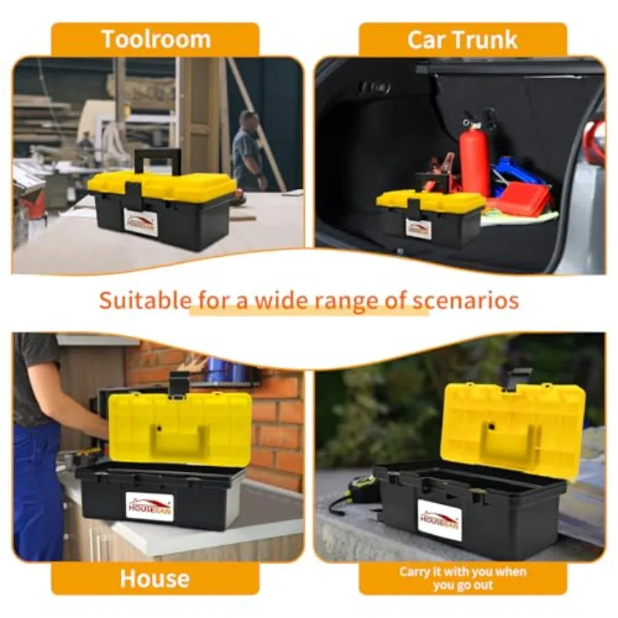 Cassetta degli attrezzi portatile in plastica da 12 con maniglia per garage, hobby e applicazioni artigianali, custodia per attrezzi resistente con serratura con Dura