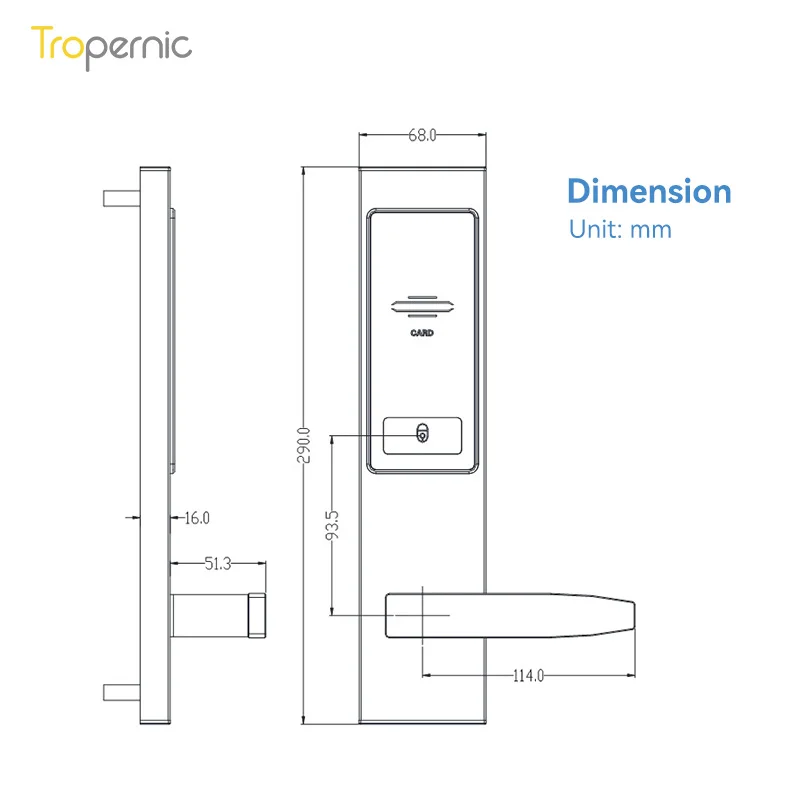 Cerradura de puerta de Hotel con llave de tarjeta Rfid Tropernic, sistema de Software de gestión, cerradura de puerta de madera para Hotel