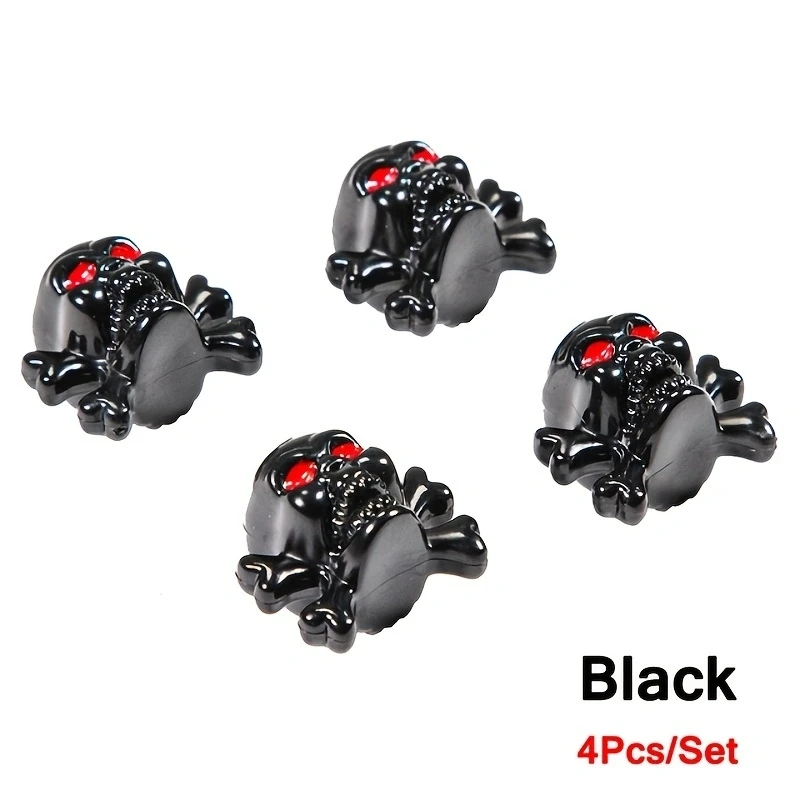 4Pcs/Set Skull Skeleton Style Tire Valve Caps for Tires, Universal Stem Valve Caps, Attractive Dustproof Caps Car Accessories