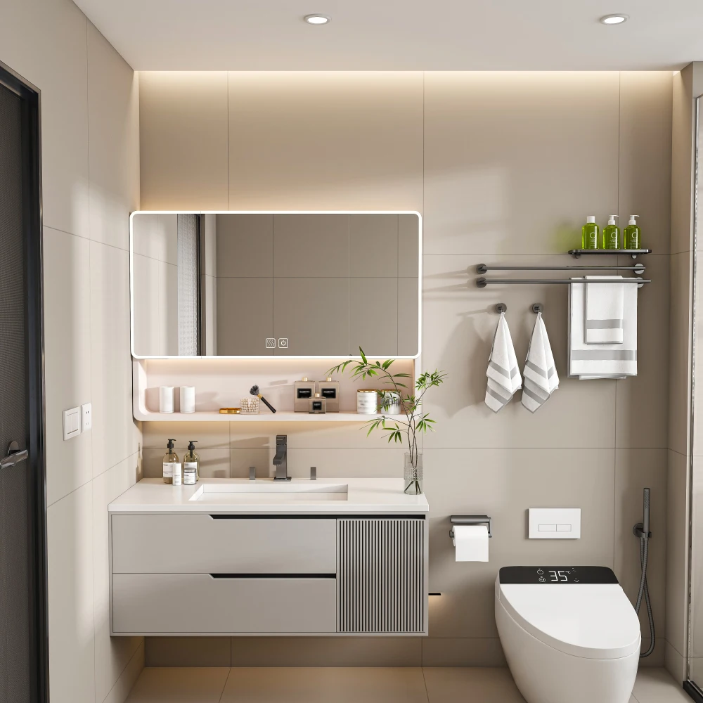 

Aluminium Medicine Cabinet Mirror, 35 x 28 Inches Medicine Cabinet with 3 Colors LED Light and Defogging Function,