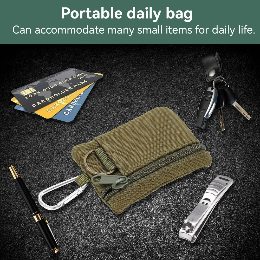 1/2Pcs Tactical Keychain Pouch,Military Mini Size EDC Pocket,Coin Purse ID Card Holder Car Fob Waist Case Wallet Headset Pack