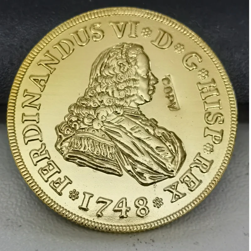 Реплика золотой монеты 1748 года, Испания, 4 эскудо, Фернандо VI, историческая коллекционная ювелирная вещица, подарок