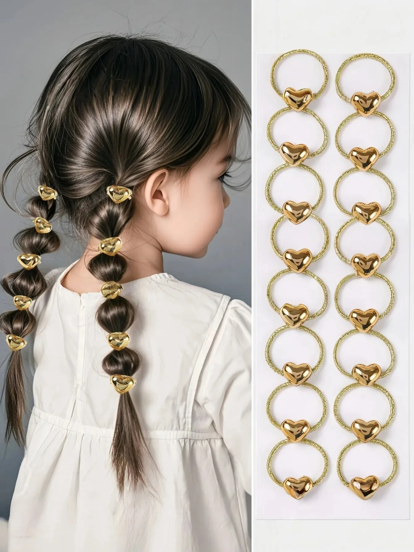 Pacote com 10 Laços de Cabelo Estilo Princesa para Meninas, com Glitter Dourado, Tamanho Mini Simples, Adequado para Cabelos Finos