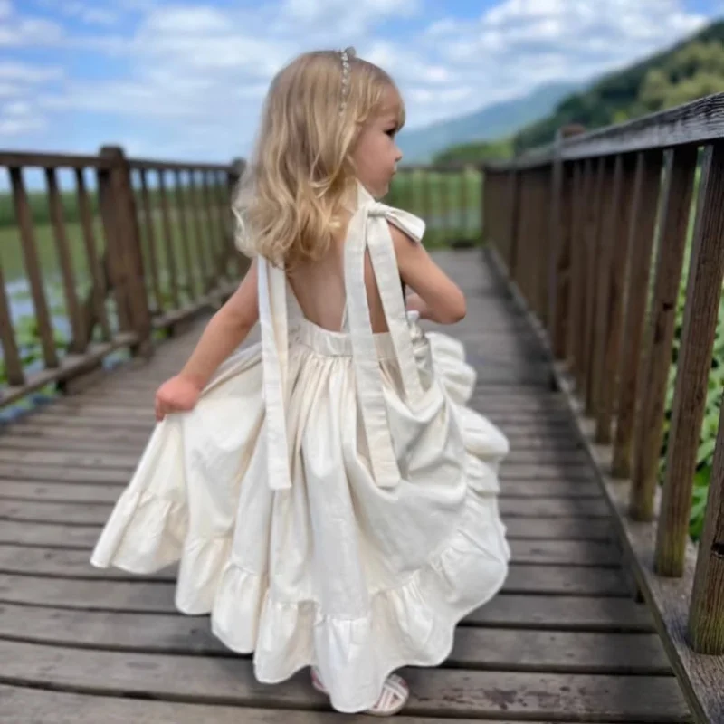

2026 ins Russian girls' spring-summer long strap dress Backless French style JKPrincess dress