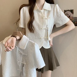 2024 chinese style improved cheongsam top new trendy casual daily blouse short or long sleeved loose button women's clothing