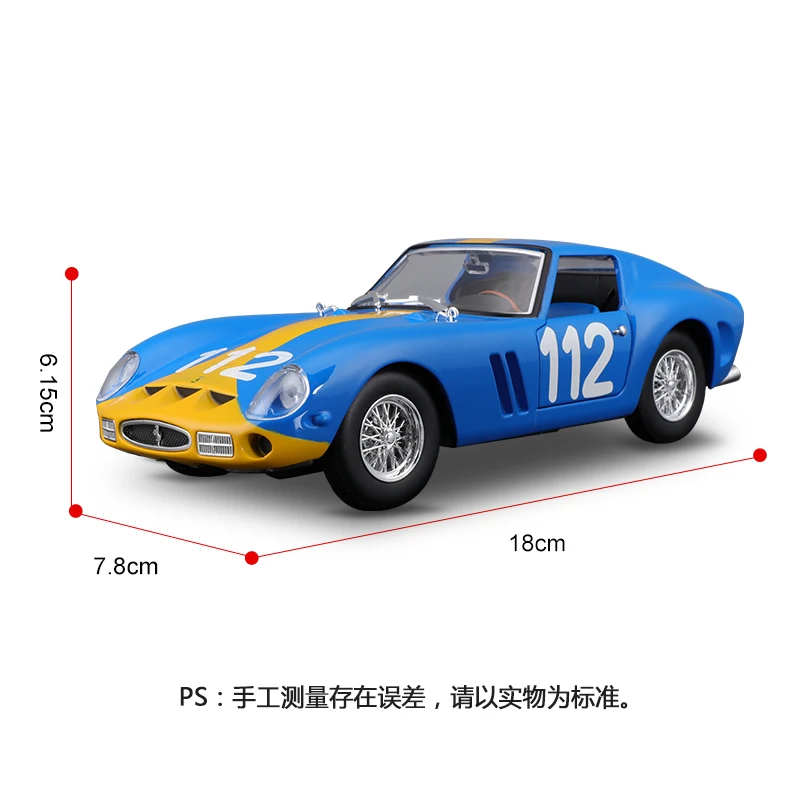 Bburago FERRARI 250 GTO Cars Model 1:24 Alloy Diecast Car Model Collection Toy Gifts For Adults Children