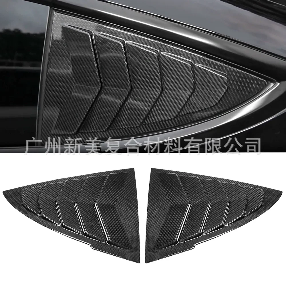 For Tesla model 3 real dry carbon fiber patch exterior decoration of the triangular window on the back sideshutters Accessories