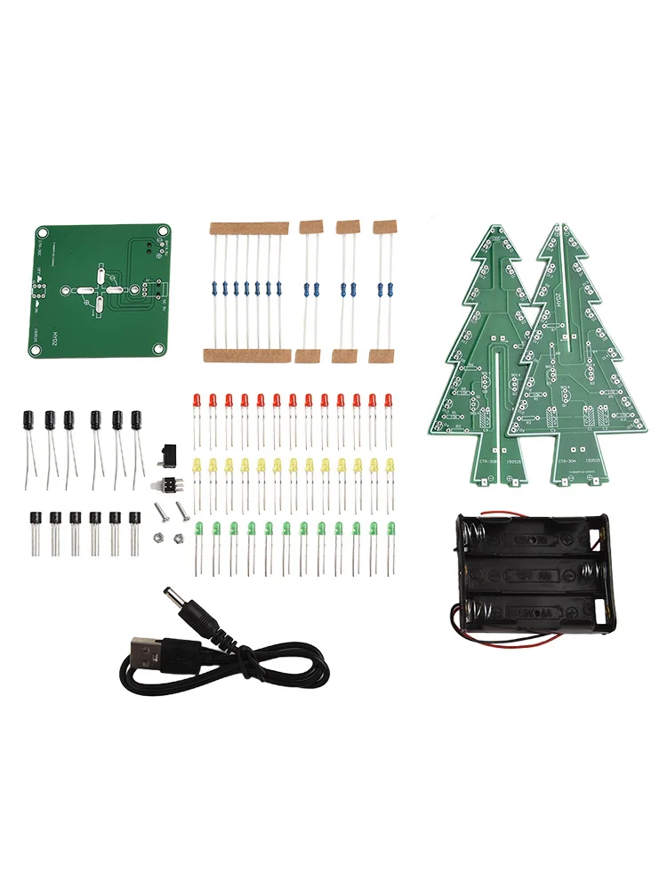 3D LED Christmas Tree Electronic Fun Kit 36 LEDs Flash Alternately Double-sided Circuit Boards Manual Welding Required