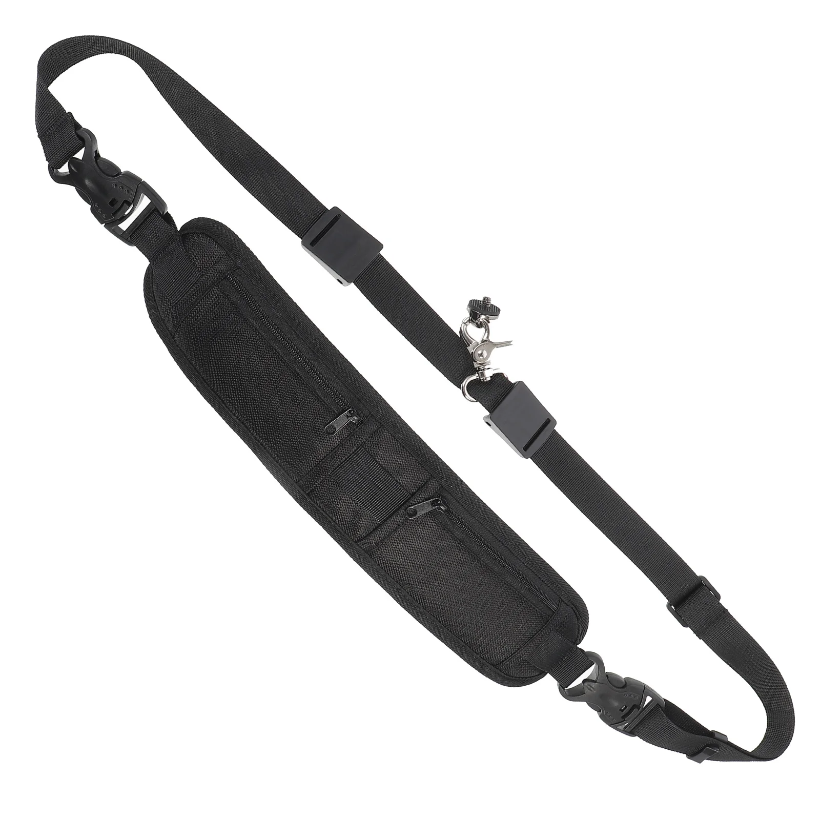 

Adjustable Camera Strap Nylon Shoulder Neck Belt Double Zipper Pocket Prevent Camera Slipping Carry Cards Lens
