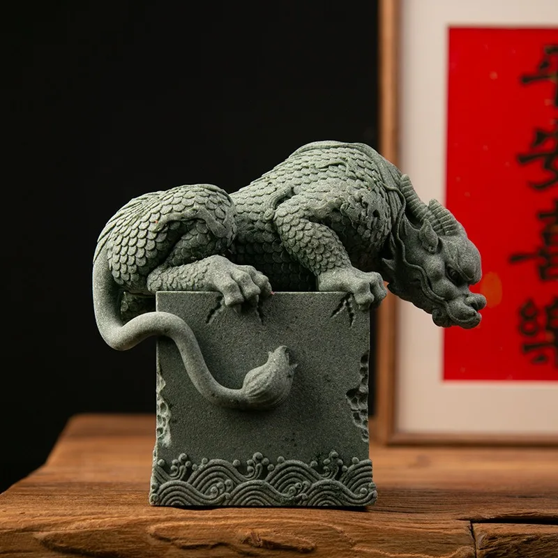 Chinese tea pet, creative Panlong bluestone home fish tank landscaping ornament, Panlong Guochao retro gift desktop decoration 3