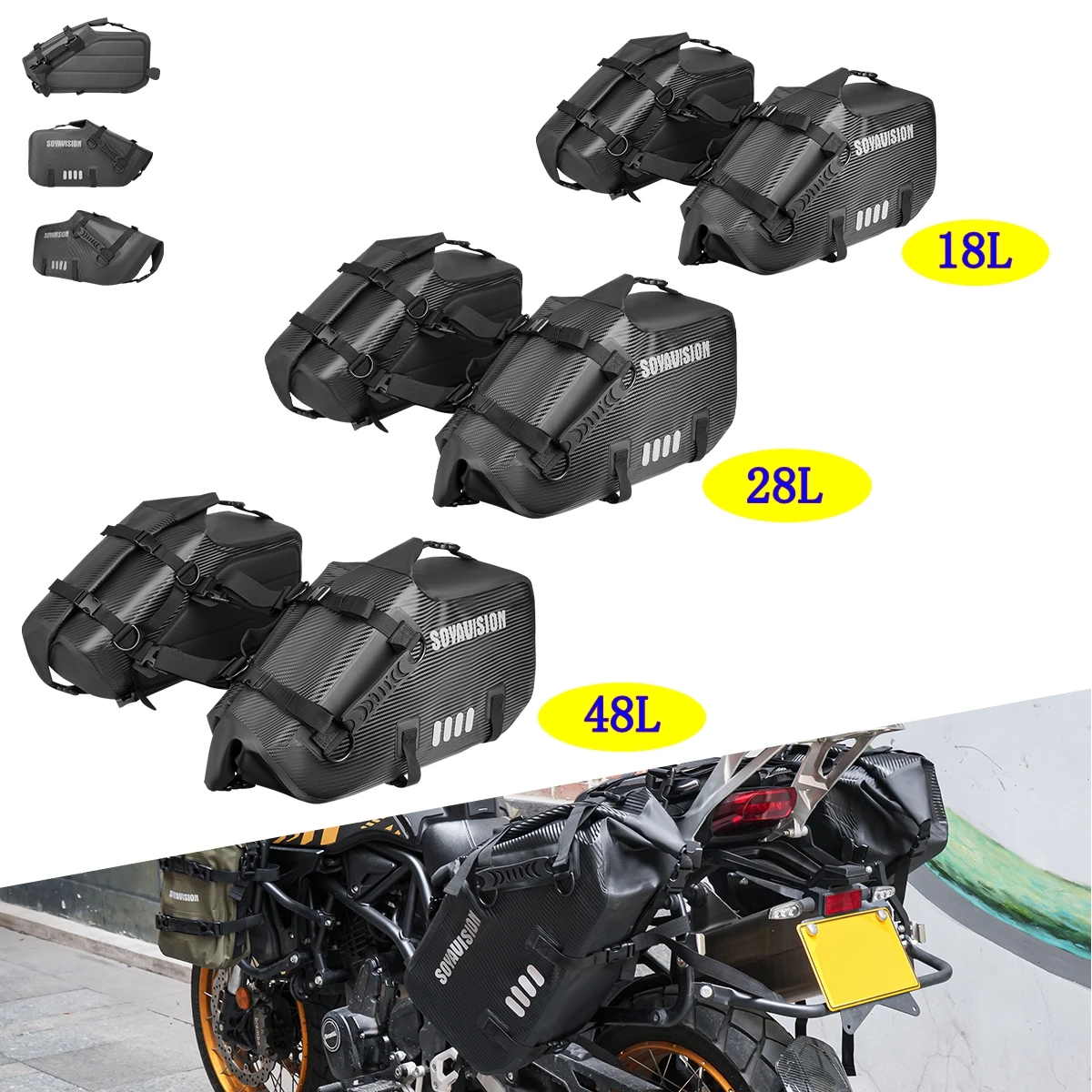 

18L-48L Motorcycle Waterproof Saddle Bags Outdoor Dry Travel Luggage Side Bag for Yamaha YZ450F WR250F for Honda CRF450R CRF300L